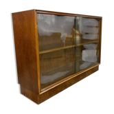 Shallow vintage wooden display cabinet (2 identical!)