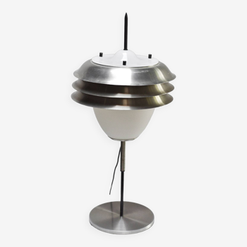 Lampe de table italienne en métal et verre opale, années 1960