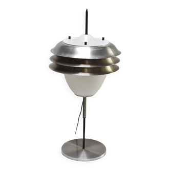 Lampe de table italienne en métal et verre opale, années 1960