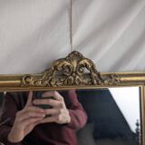Golden Wall Mirror 57x33 Rococo Style, Louis XV in Wood and Stucco Vintage 50s