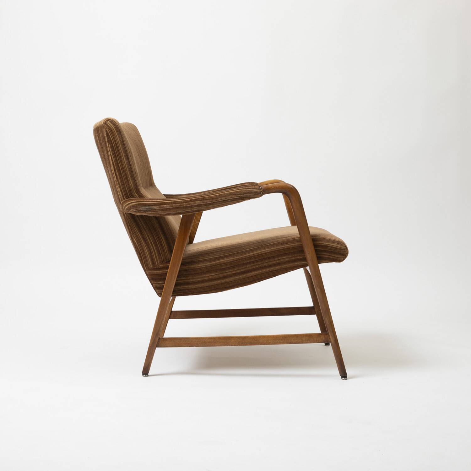 Italian lounge chair in beech and fabric, 1950s