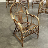 6 rattan armchairs