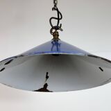 Industrial Blue Enamel Factory Pendant Lamp, 1950s
