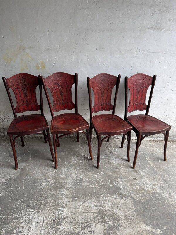 Lot de 4 chaises Art nouveau par Jacob & Josef Kohn (ca. 1900)