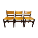 Chaises bois et cuir des années 70