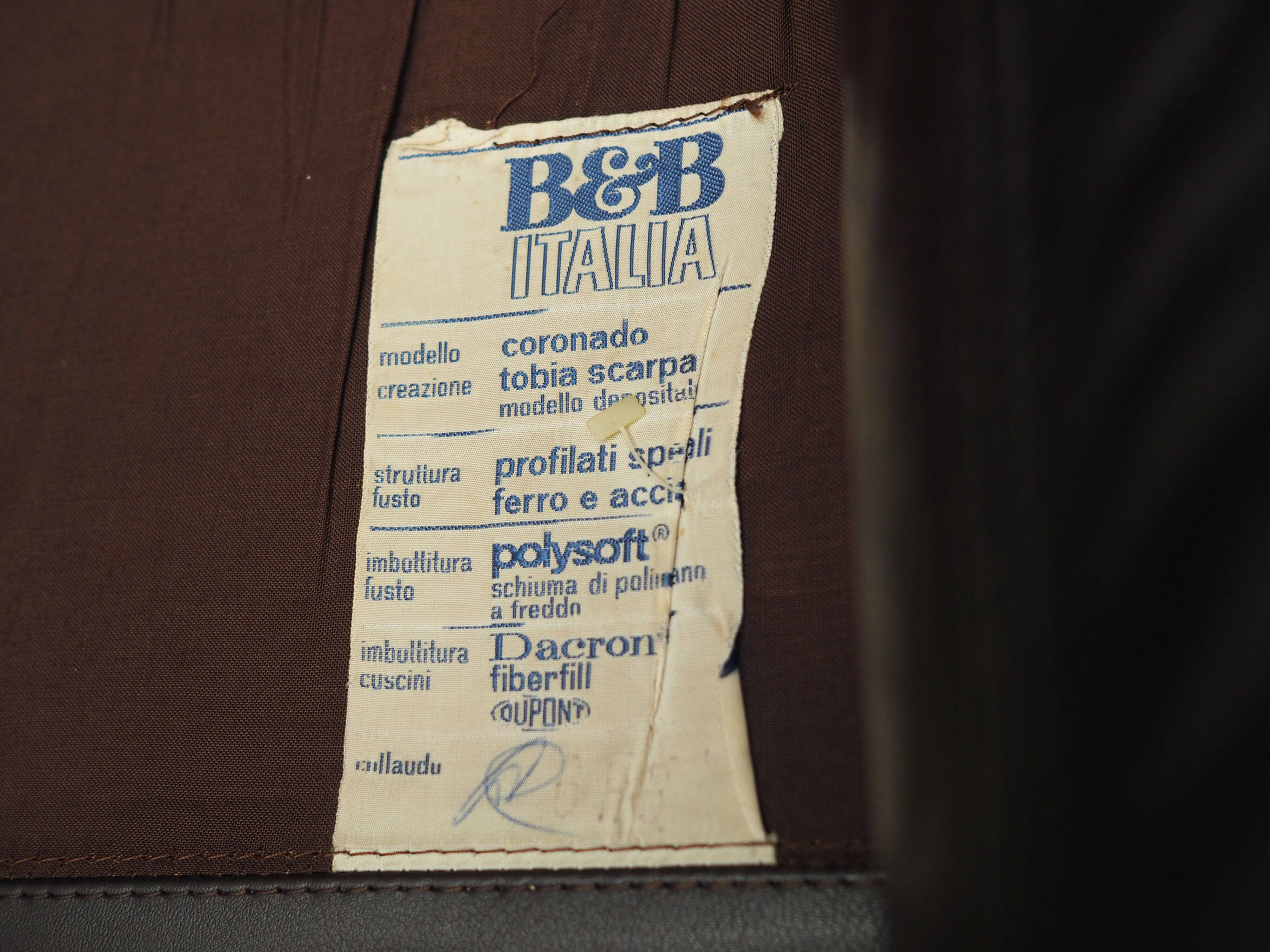 Leather living room set, Italian design, 60s, manufacturer: B&B Italia, designer: Tobia Scarpa