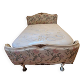 Bed frame with slatted base and mattress