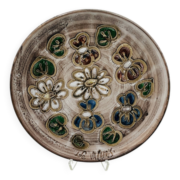 Assiette Décorative Vintage Céramique Vallauris Signée Lolo