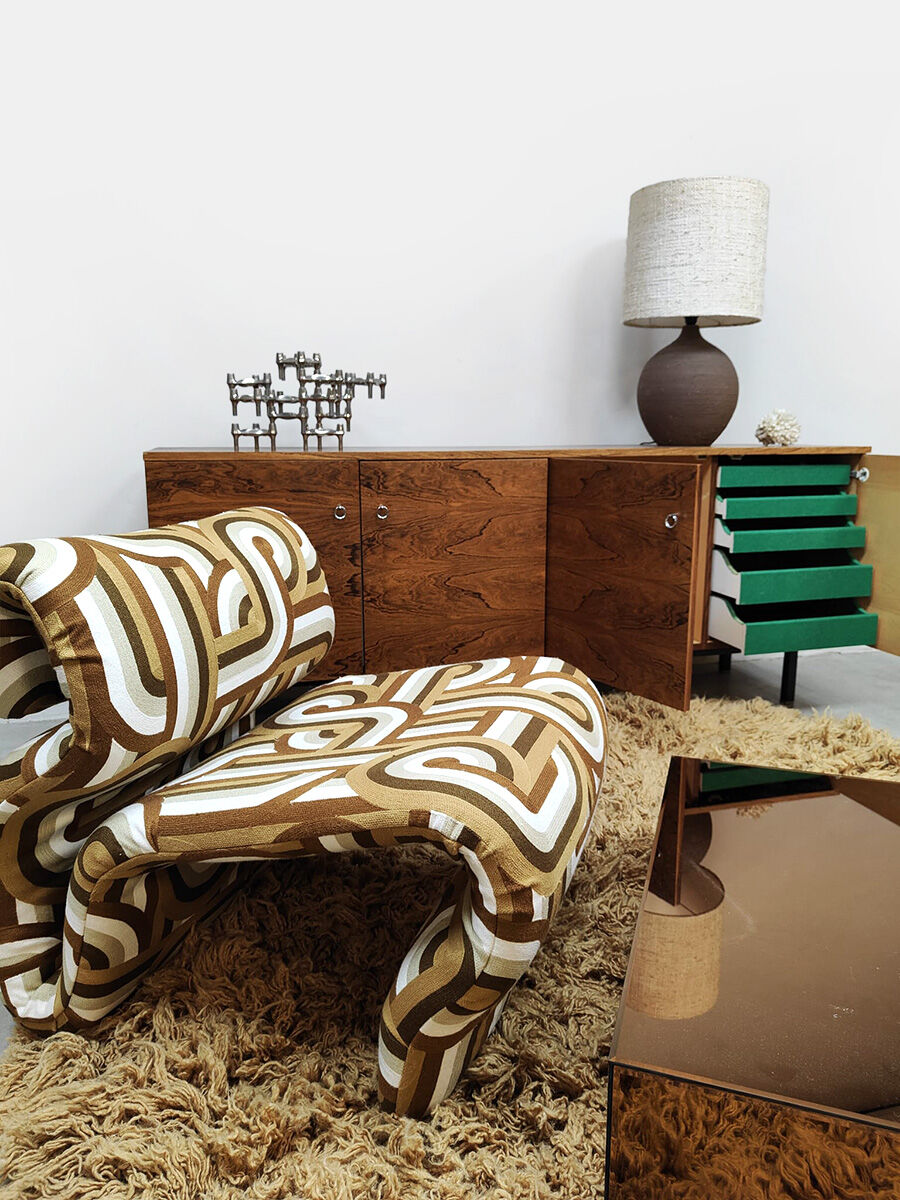 Vintage wooden sideboard credenza 1970