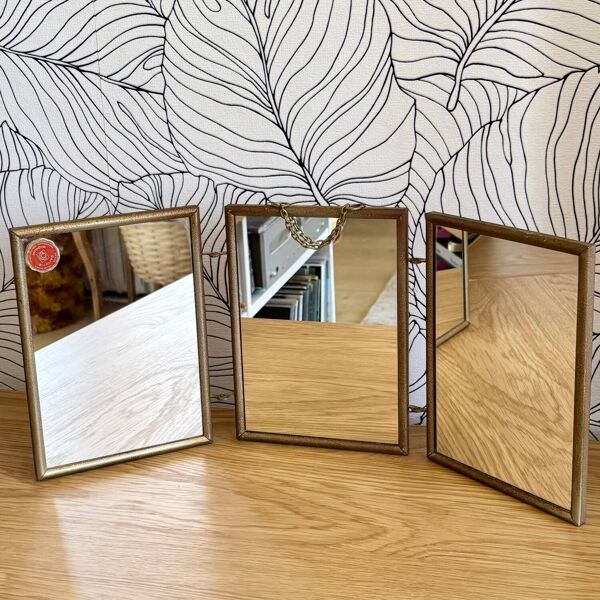 Miroir de barbier triptyque
