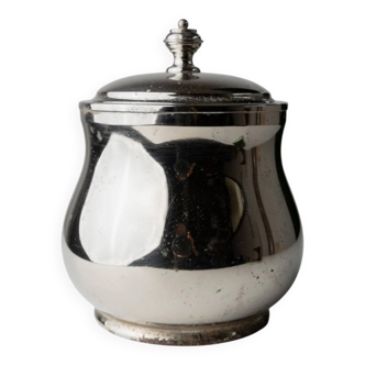 Vintage silver-plated brass ice bucket with glass inlay – mid-century Italian design, 1960s, table centerpiece