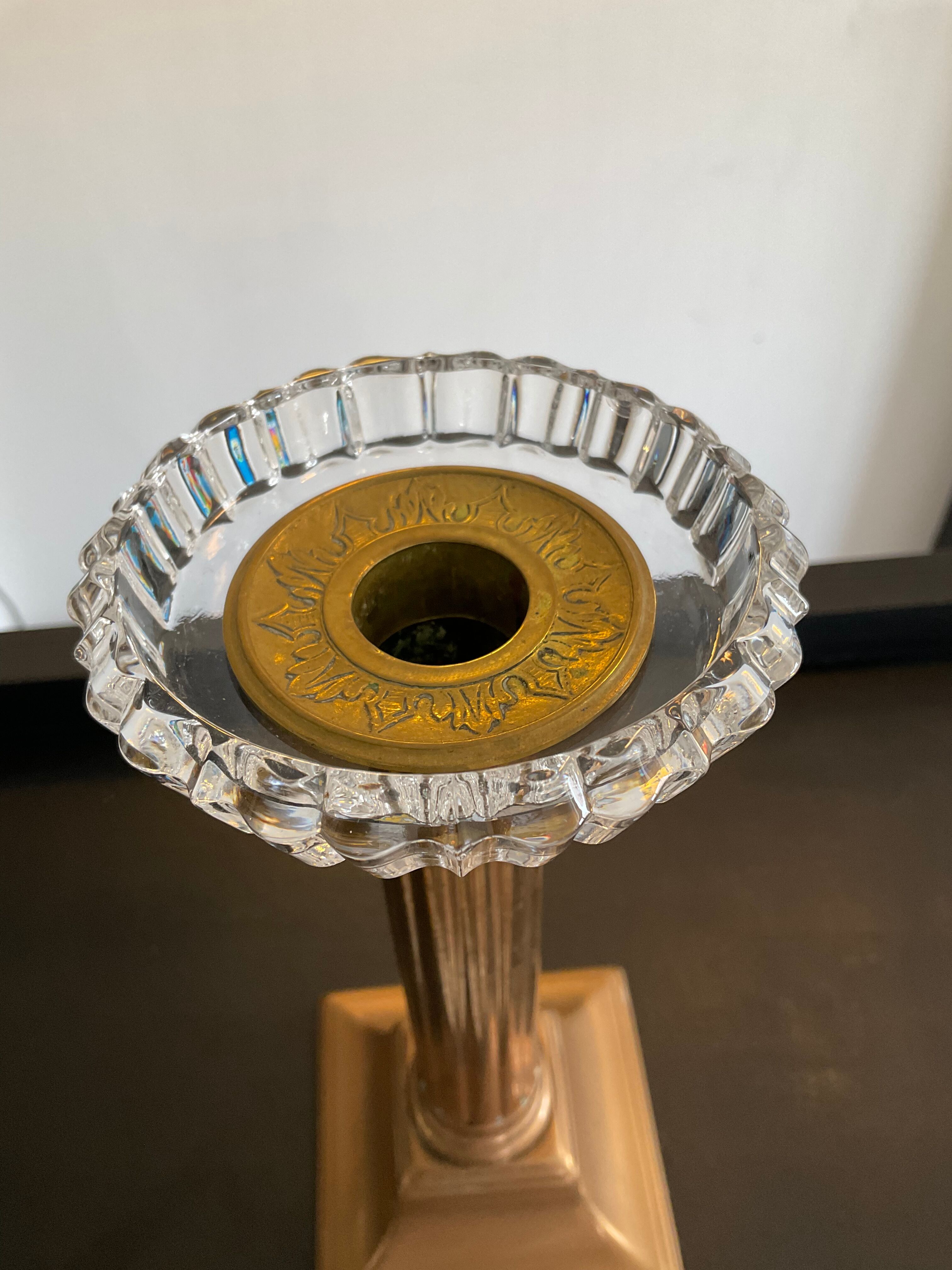 Baccarat crystal candle holder and copper