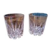 2 cut crystal whisky glasses – starburst base, 1970s