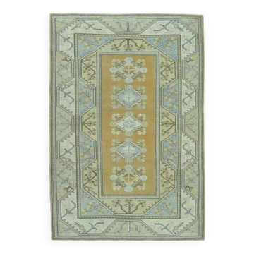 1970s vintage Turkish Oushak handmade wool cotton orange area rug 156x228