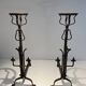 Important Pair of Gothic Wrought Iron Andirons with Fleur-de-Lis