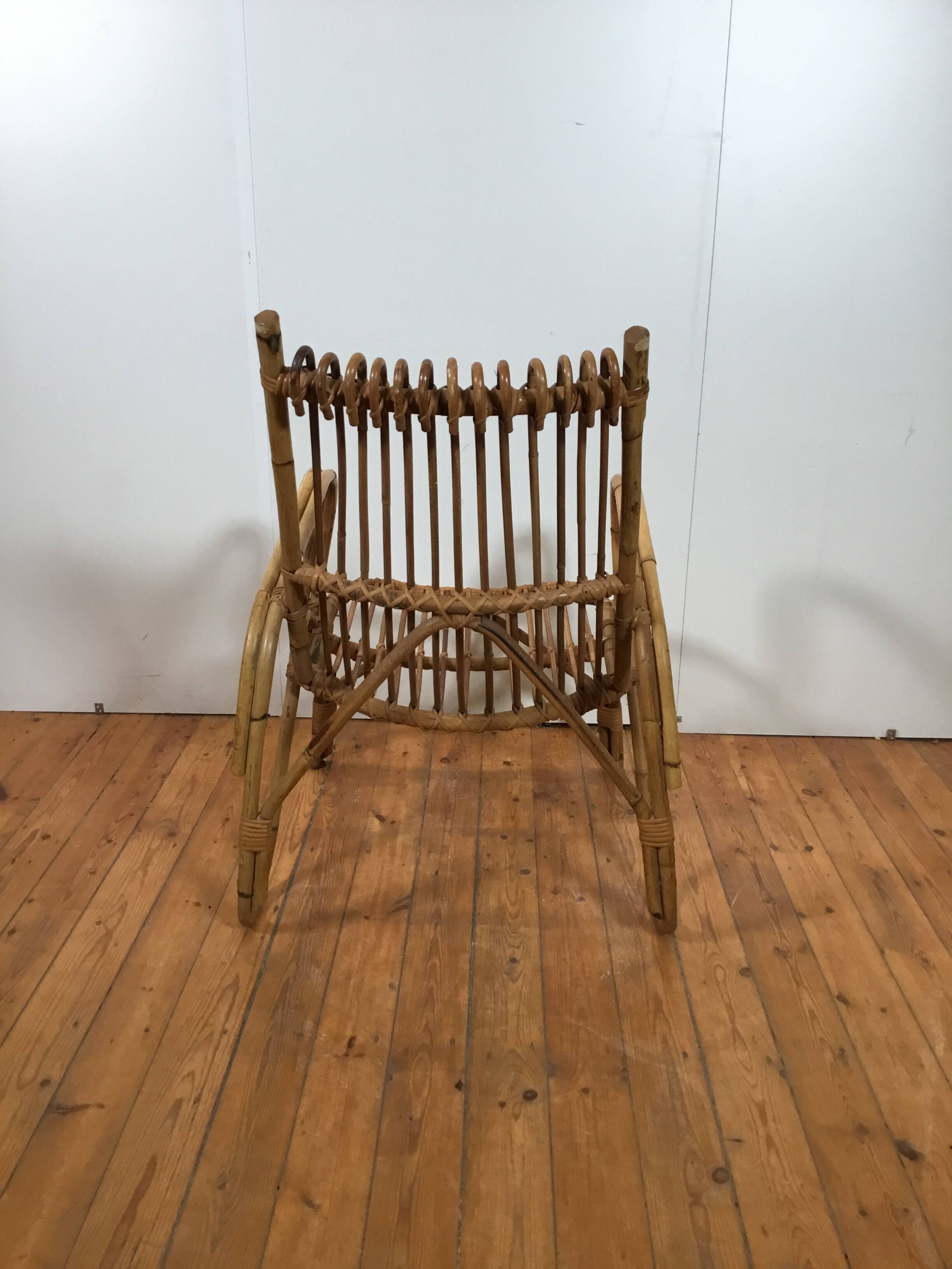 vintage italian rattan lounge chair
