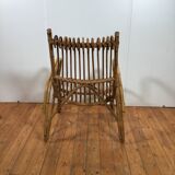 chaise longue italienne vintage en rotin