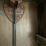 Antique art deco original f.m.s. Mauthe oak wall clock, Germany 1930s