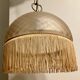 Art Deco beige gold glass pendant light with fringes