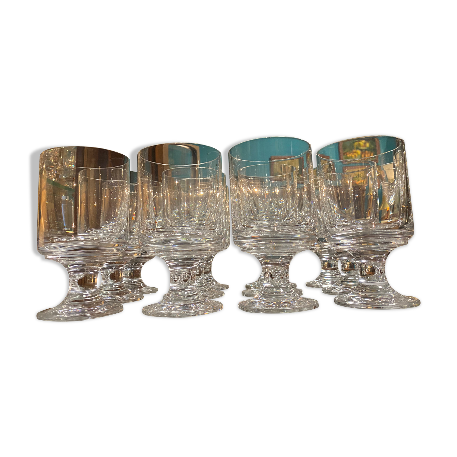 set of 12 crystal glasses signed Baccarat