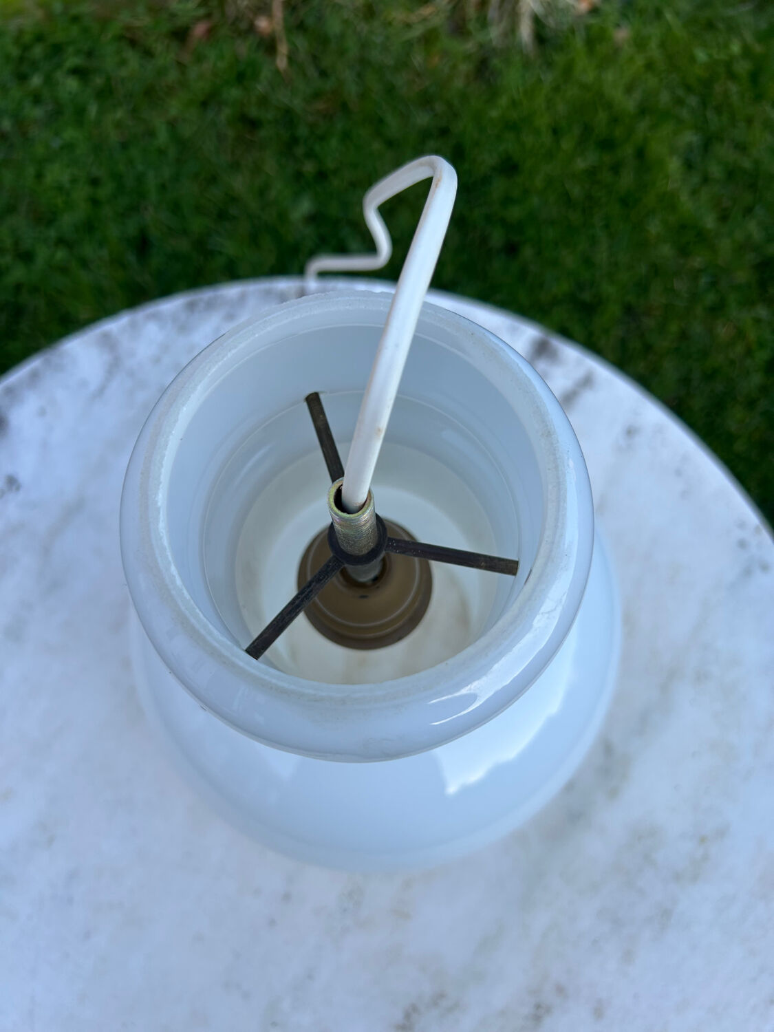 Vintage 1970s opaline glass pendant light