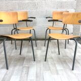 Set of 4 vintage chairs with armrests