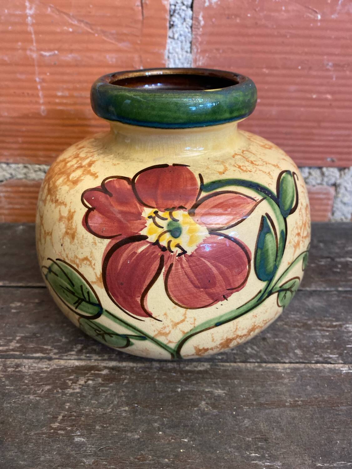 Vintage Polychrome Ceramic Ball Vase Flowers West Germany