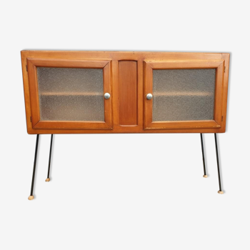 Console 1950 deux portes verre nuagé