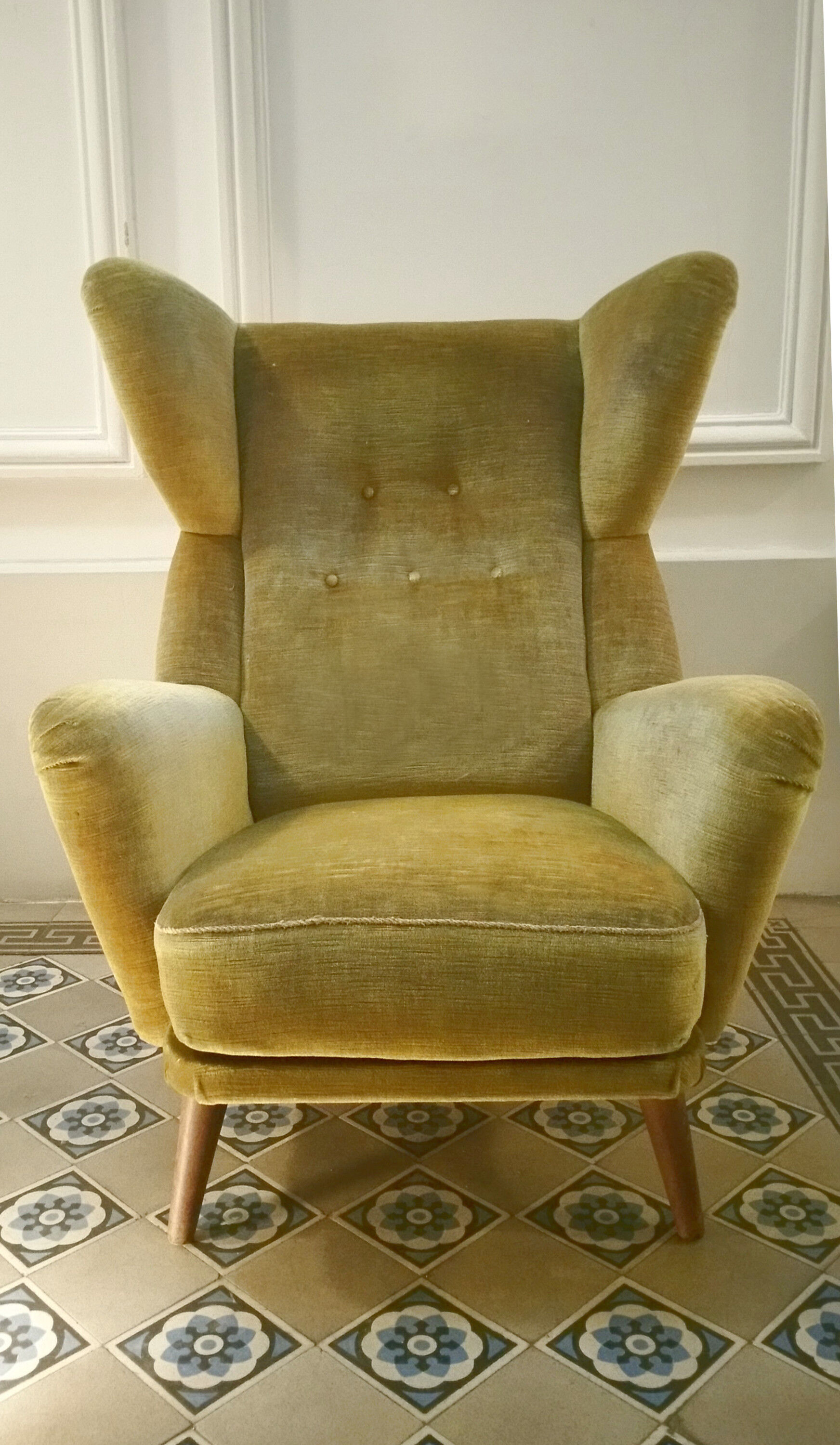 Danish wingback chair years 50-60 green armchair