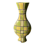 Grand vase en céramique émaillée vert olive Art déco