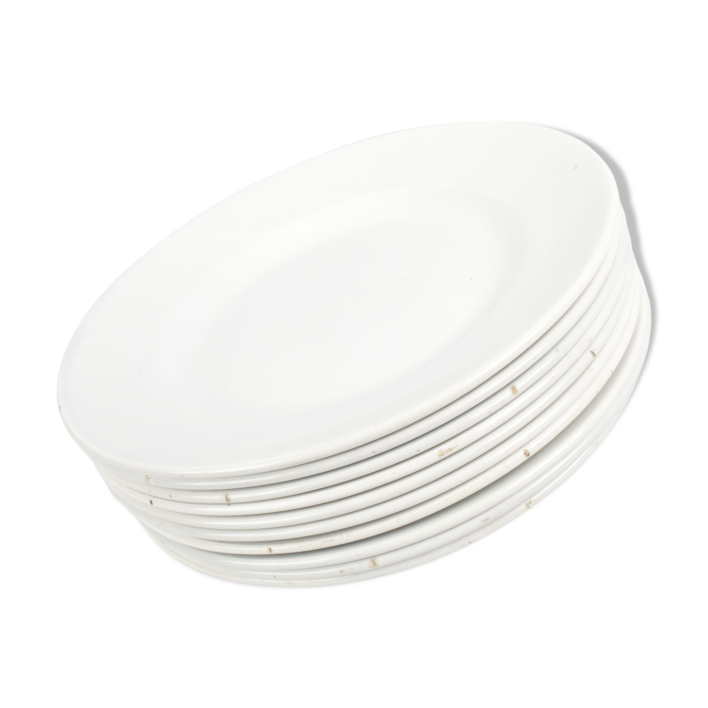 Lot of 10 old white plates