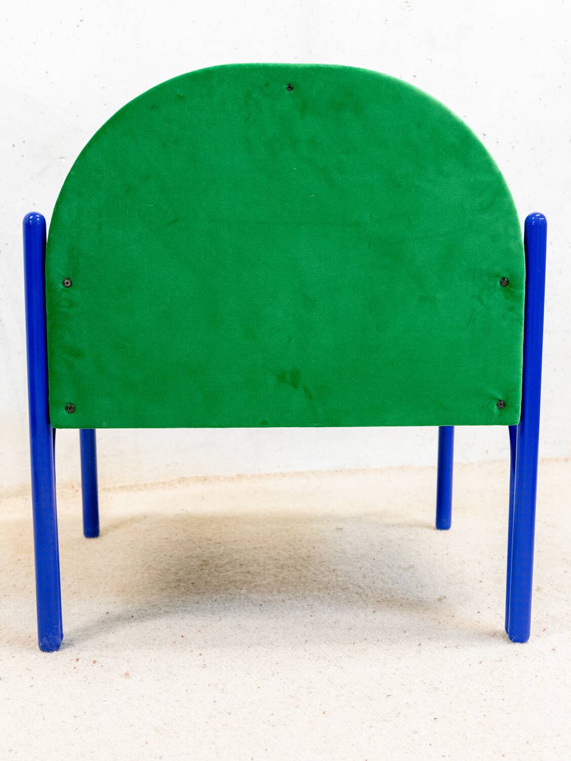 Souvignet armchair reupholstered in green velvet