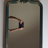 Mirror carved wooden frame and bevelled ice shell decoration 72 cm x 49 cm