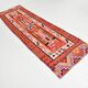 Tapis de couloir tribal kilim géométrique orange et rose
