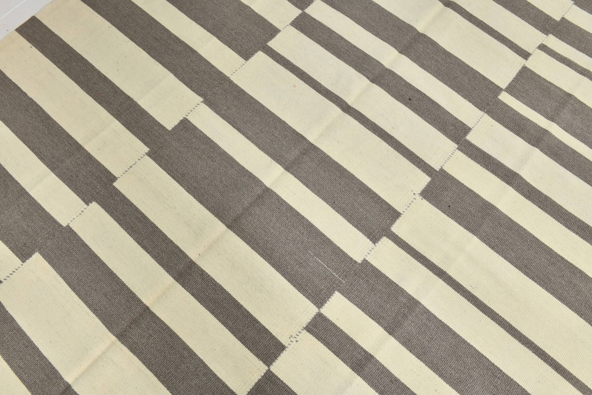 Modern Beige Grey Vintage Kilim Rug, 204x278Cm