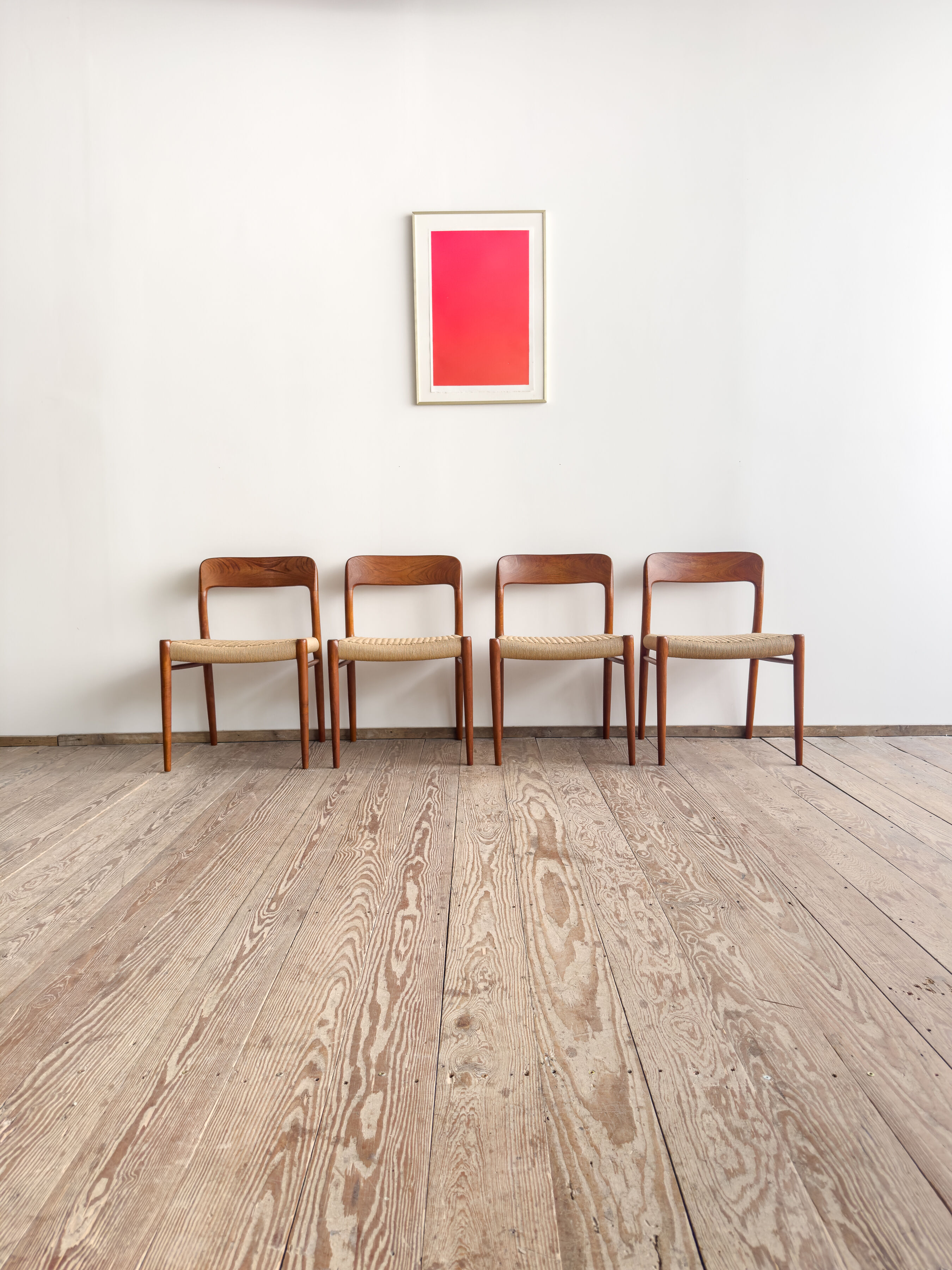 Ensemble de 4 chaises de salle à manger modèle 75 en teck, Niels O. Møller