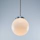 Mid-Century Opaline & Metal Sphere Pendant Lamp