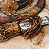 Lot de 3 chapeaux de paille et cuir, peuple Peul, Mali