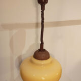 Vintage pendant light in mustard yellow glass 1960s goes up and down