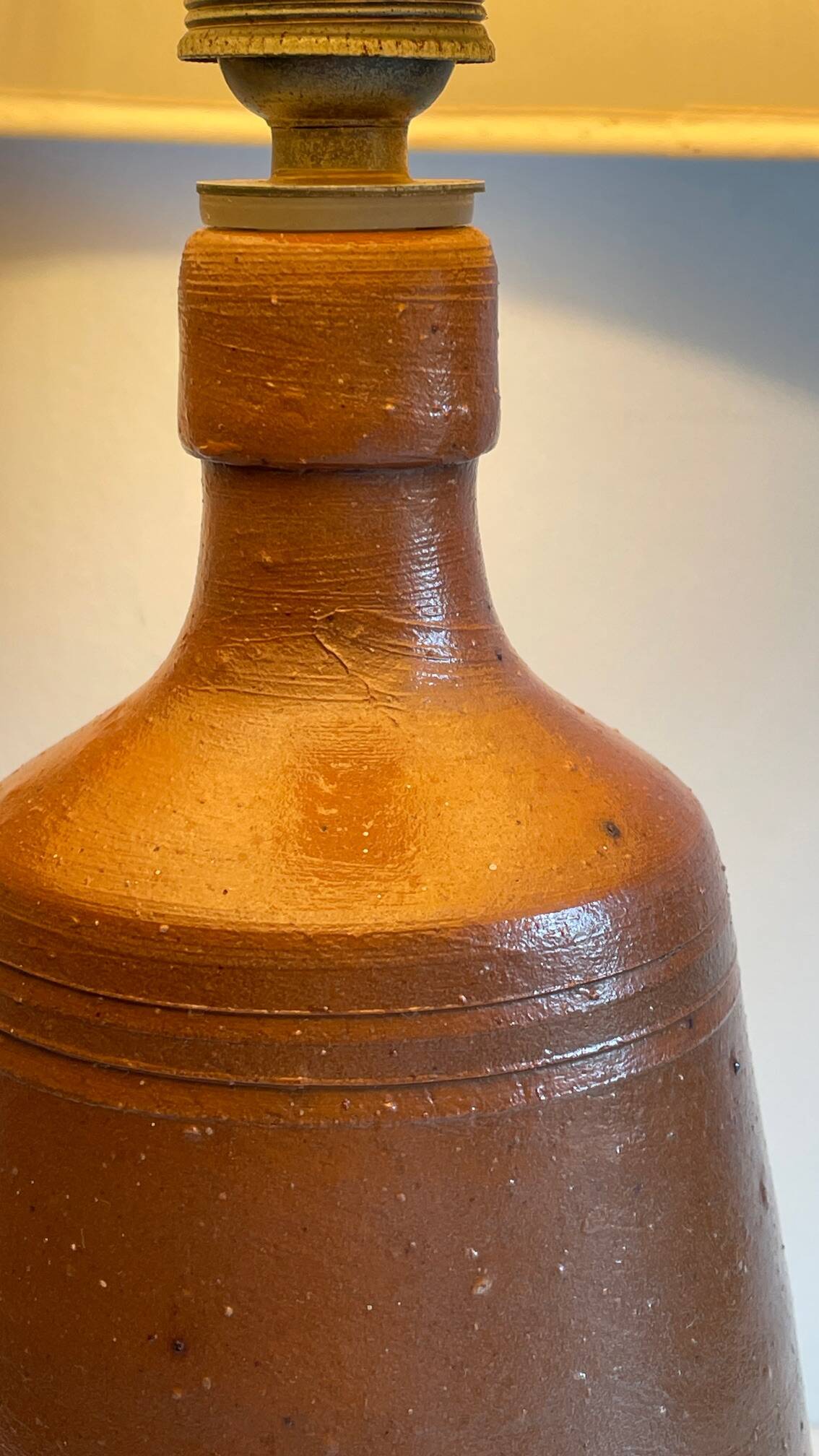 Vintage glazed stoneware lamp from Portugal.