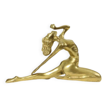 Sculpture de style Art déco femme nue en laiton massif