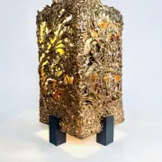 Brutalist Copper Table Lamp By Aimo Tukiainen For Oy Moonlight, Finland, 1970S
