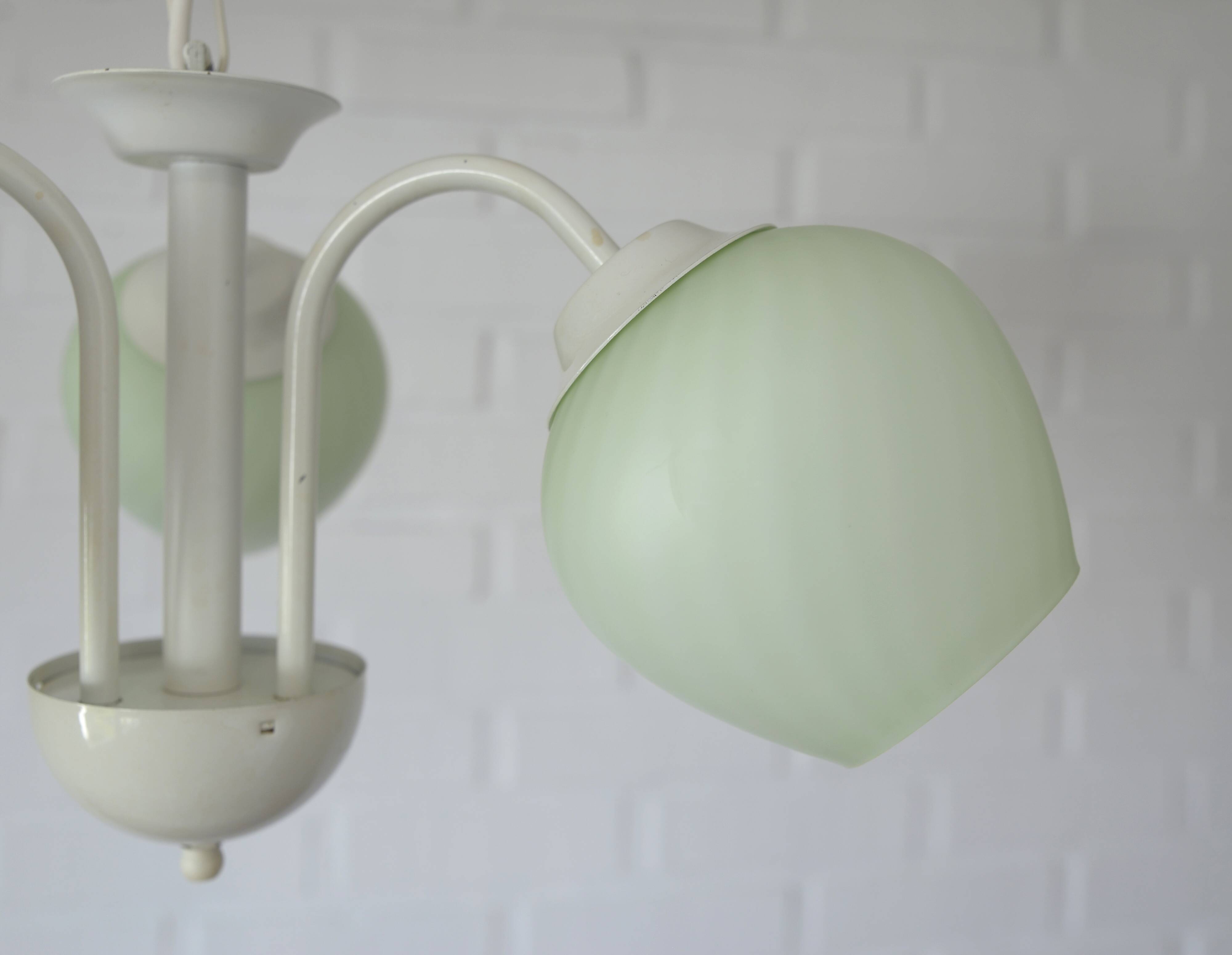Vintage Elegant Pendant Lamp, Shabby Chic White Chandelier, Mint Green