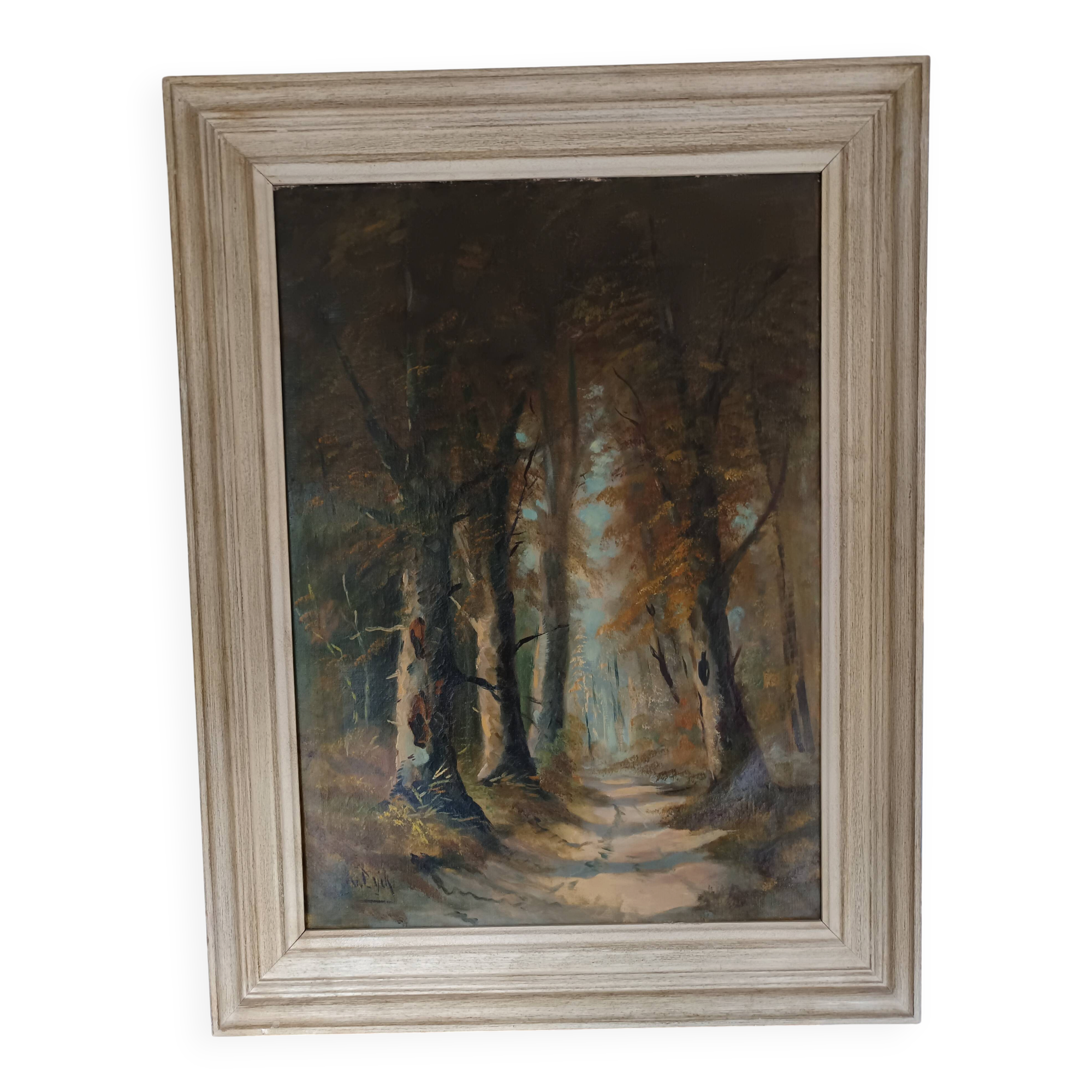 Adolf Philippus van Dijk (1859-1924) – Huile sur toile – Paysage forestier