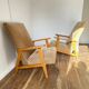 Pair of Manucere armchairs with vintage compass legs