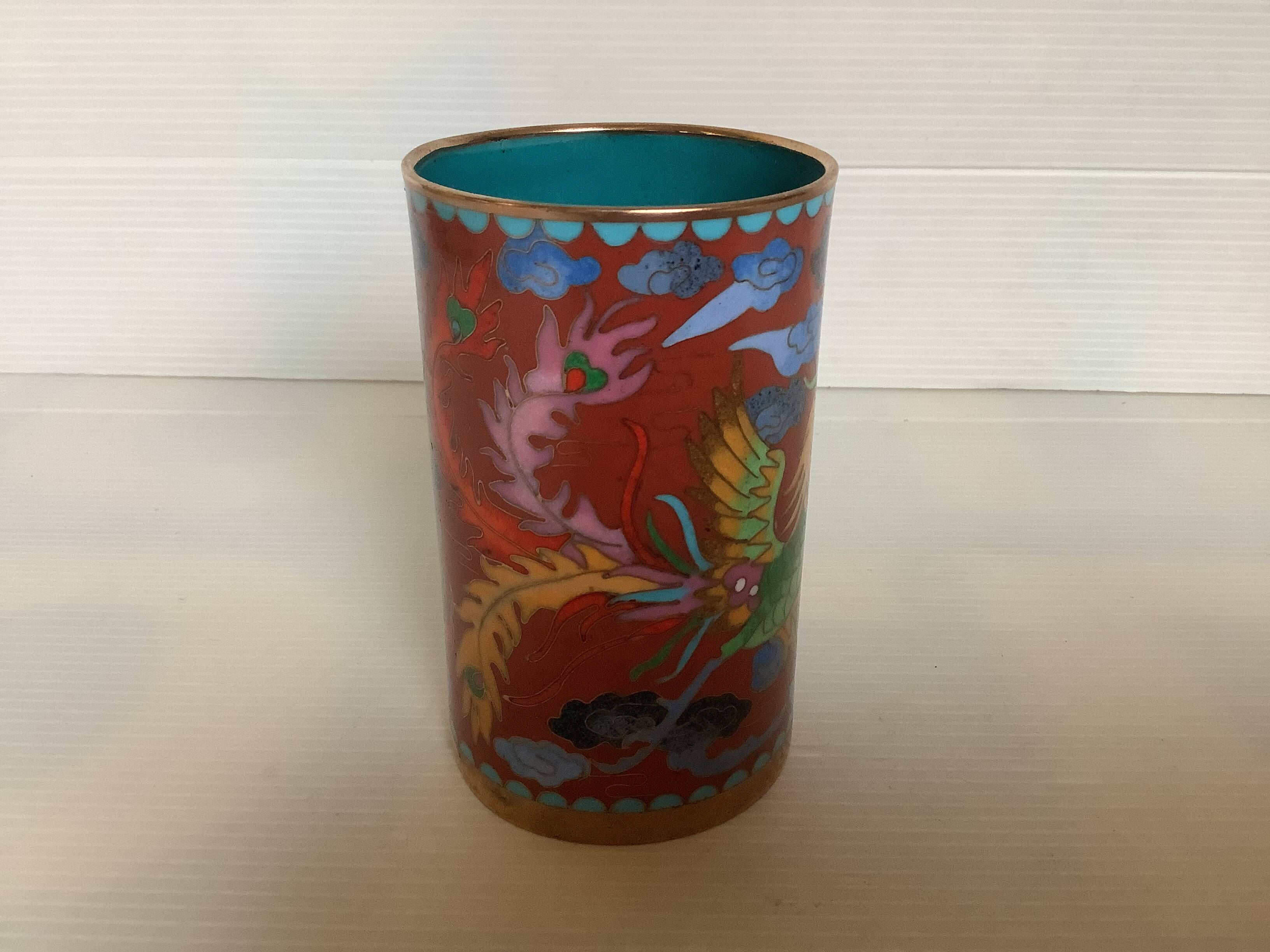 Cloisonne enamel pencil pot