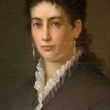 Tableau, huile sur toile "Portrait élégante aux bijoux", XIX° siècle signé C.F. Kaiser