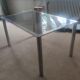 Dining table in chromed steel and smoked glass top, 1969
