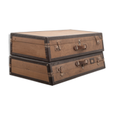 Pair of old rigid suitcases for cars