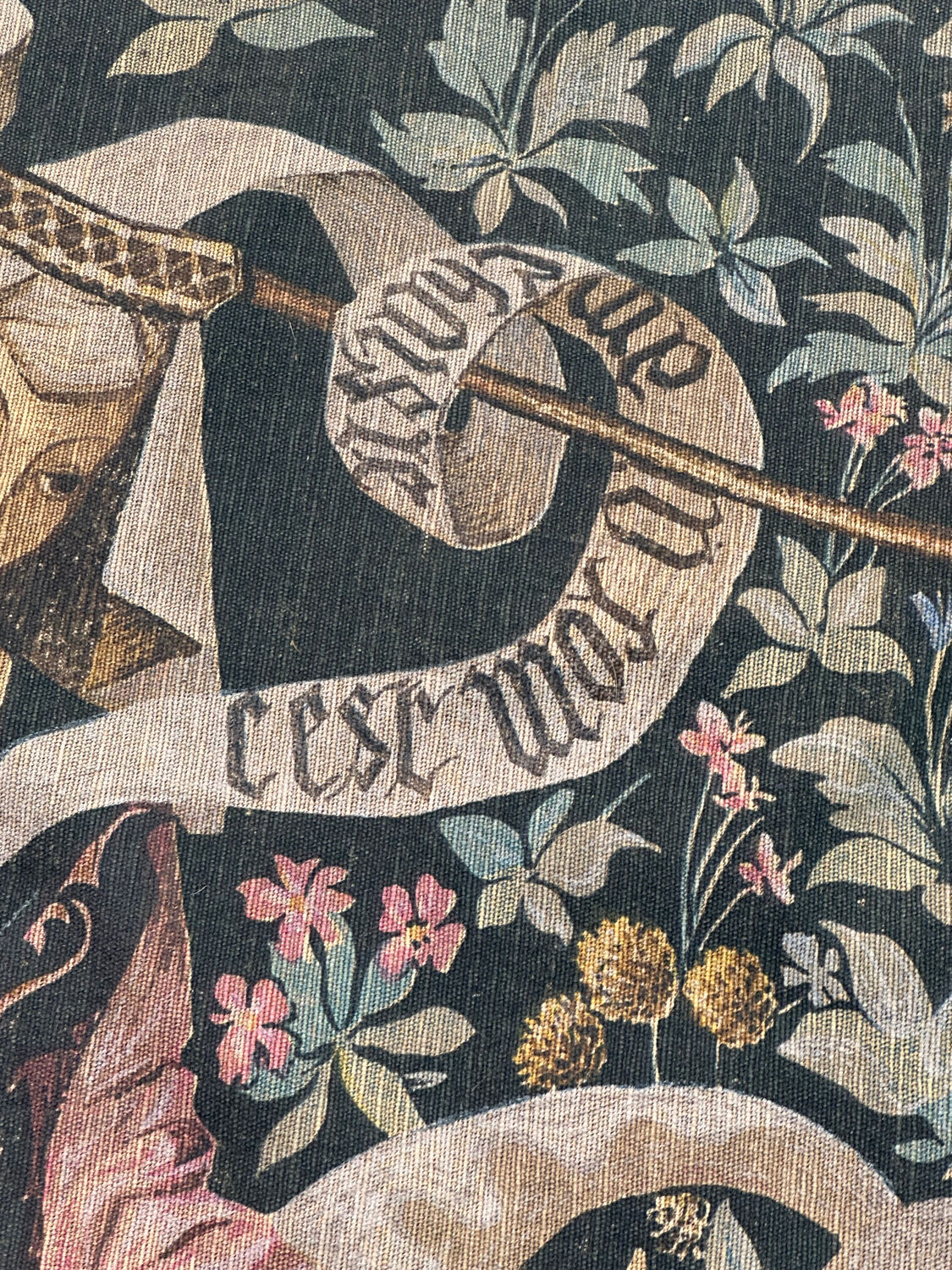 Vintage tapestry hand-screen printed in France